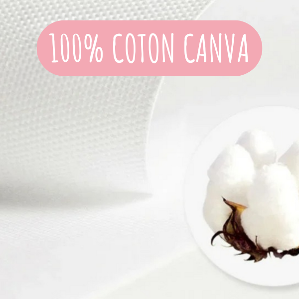 Zoom sur une affiche en coton canvas 100 % waterproof, résistante à l’humidité et facile à nettoyer, impression jet d’encre.