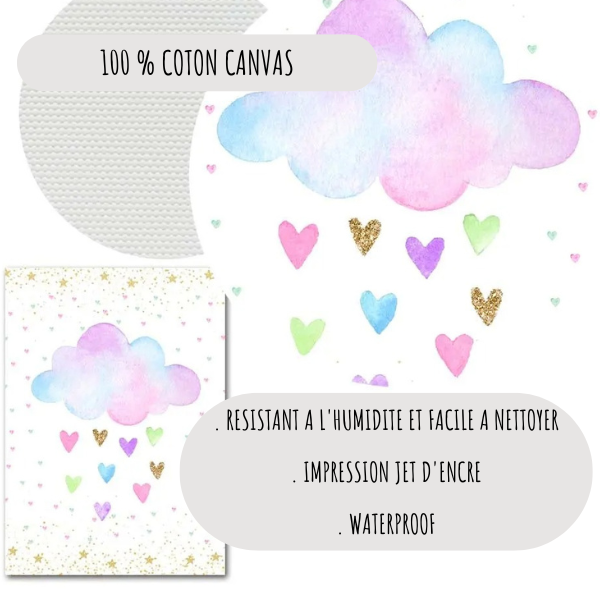Lot de 3 affiches personnalisées licorne, arc-en-ciel et nuages, parfaites pour une décoration chambre fille et un cadeau de naissance original.