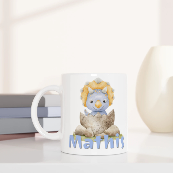 mug personnalisé avec bébé dinosaure bleu