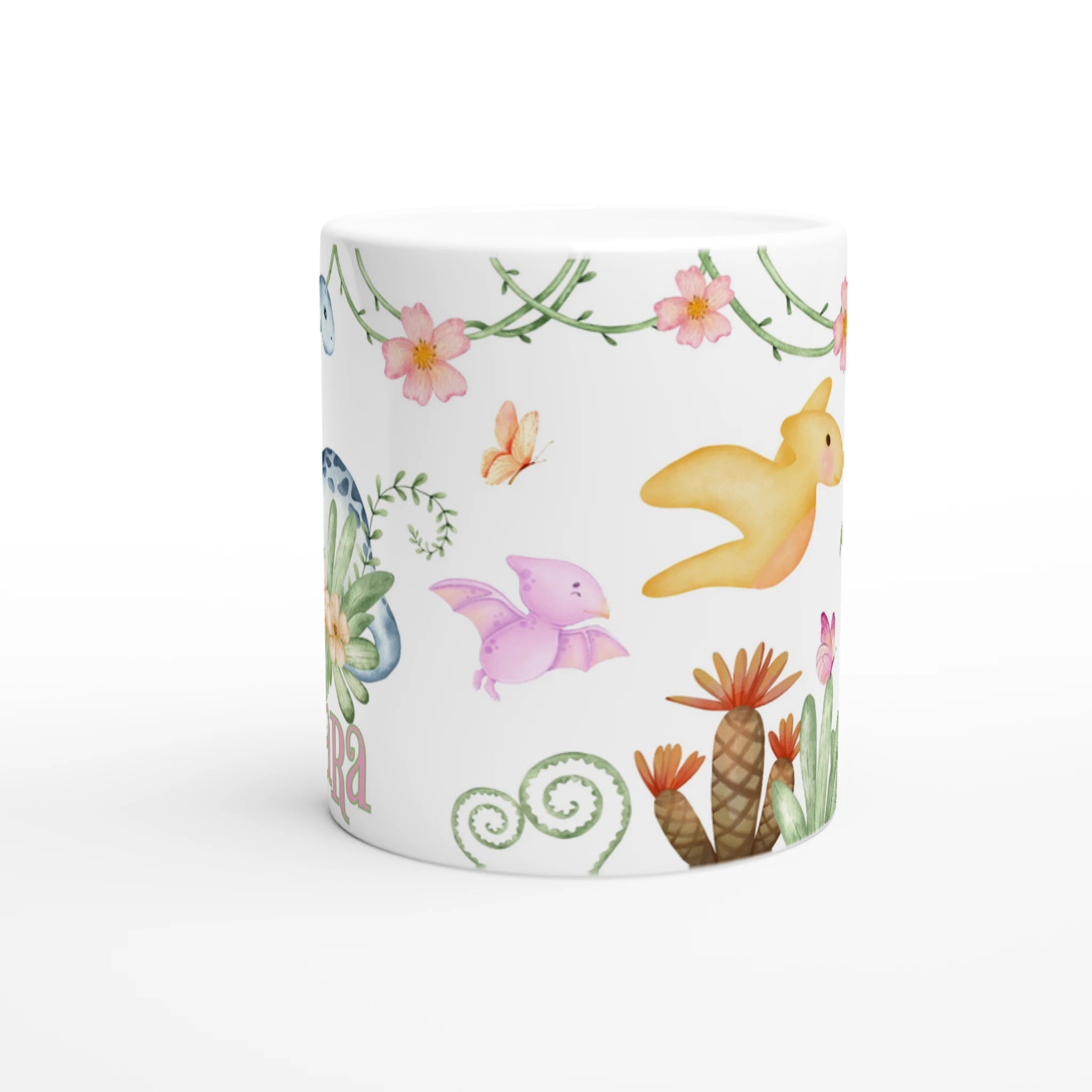 Tasse personnalisée avec dinosaures aquarelle