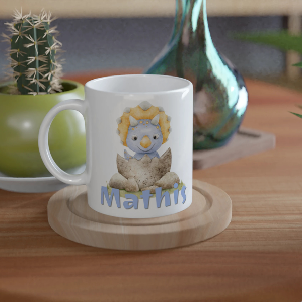 Mug personnalisable avec bébé dinosaure bleu