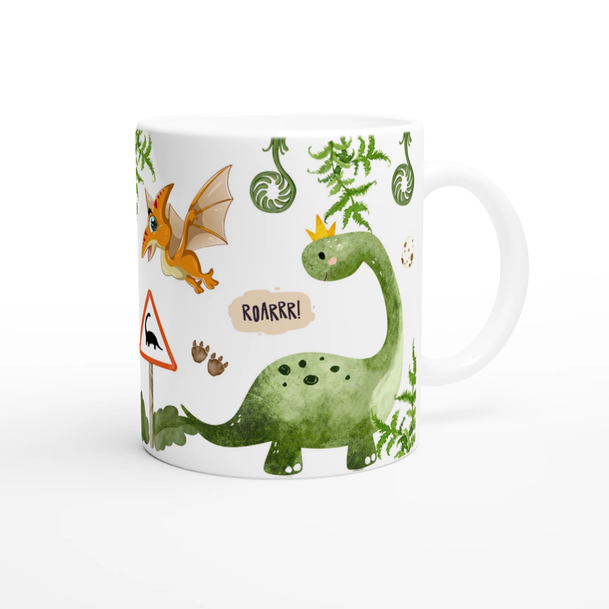 Tasse personnalisée avec dinosaure long cou vert