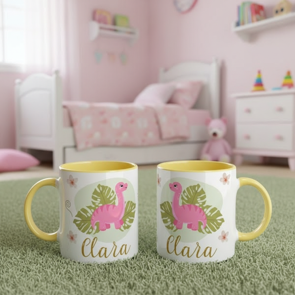 tasse enfant dinosaure avec anse ergonomique adaptée aux petites mains