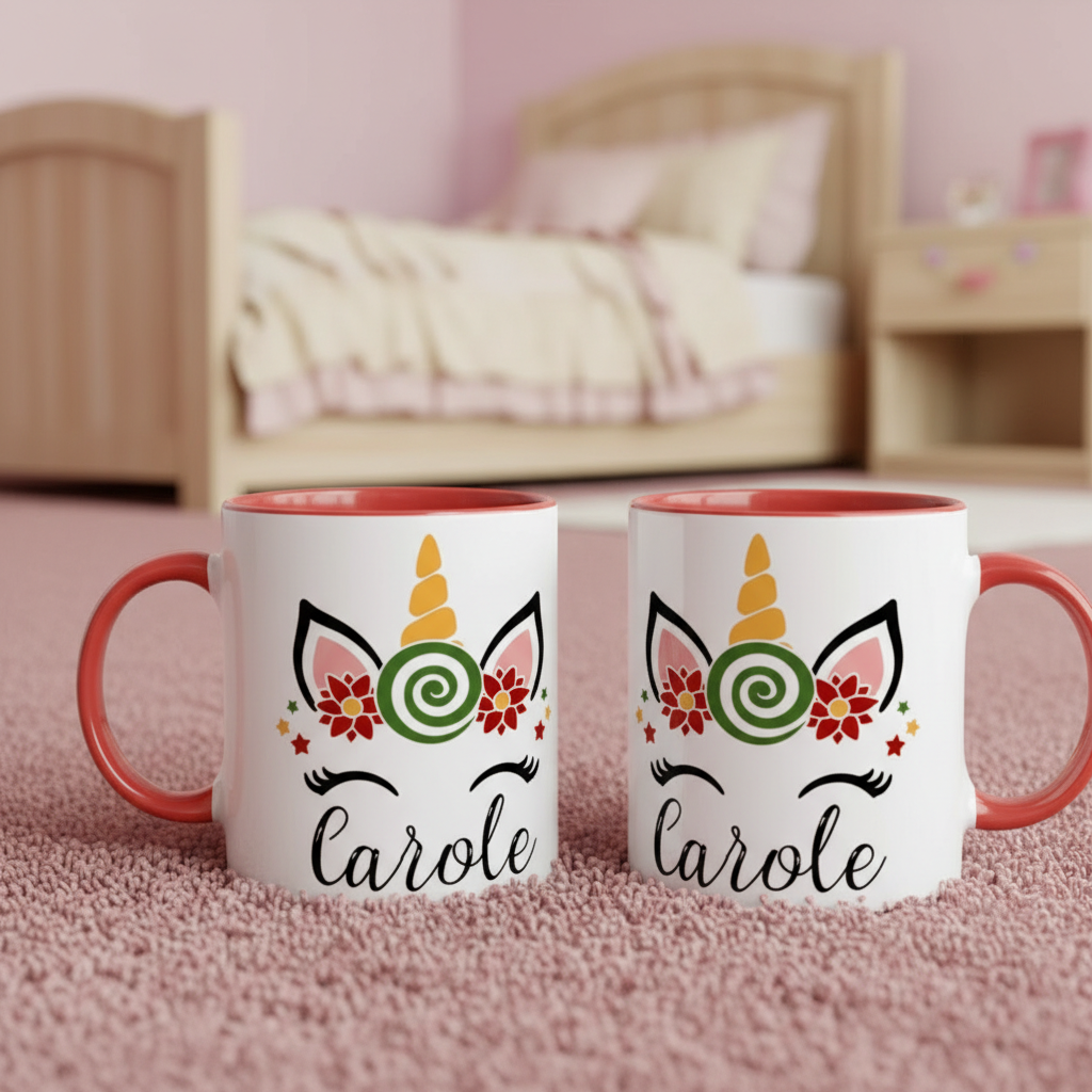 Tasse licorne personnalisée idéale comme cadeau pour enfant