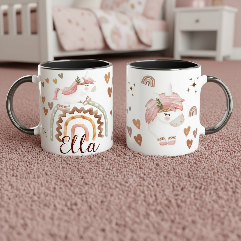 tasse licorne enfant avec anse colorée