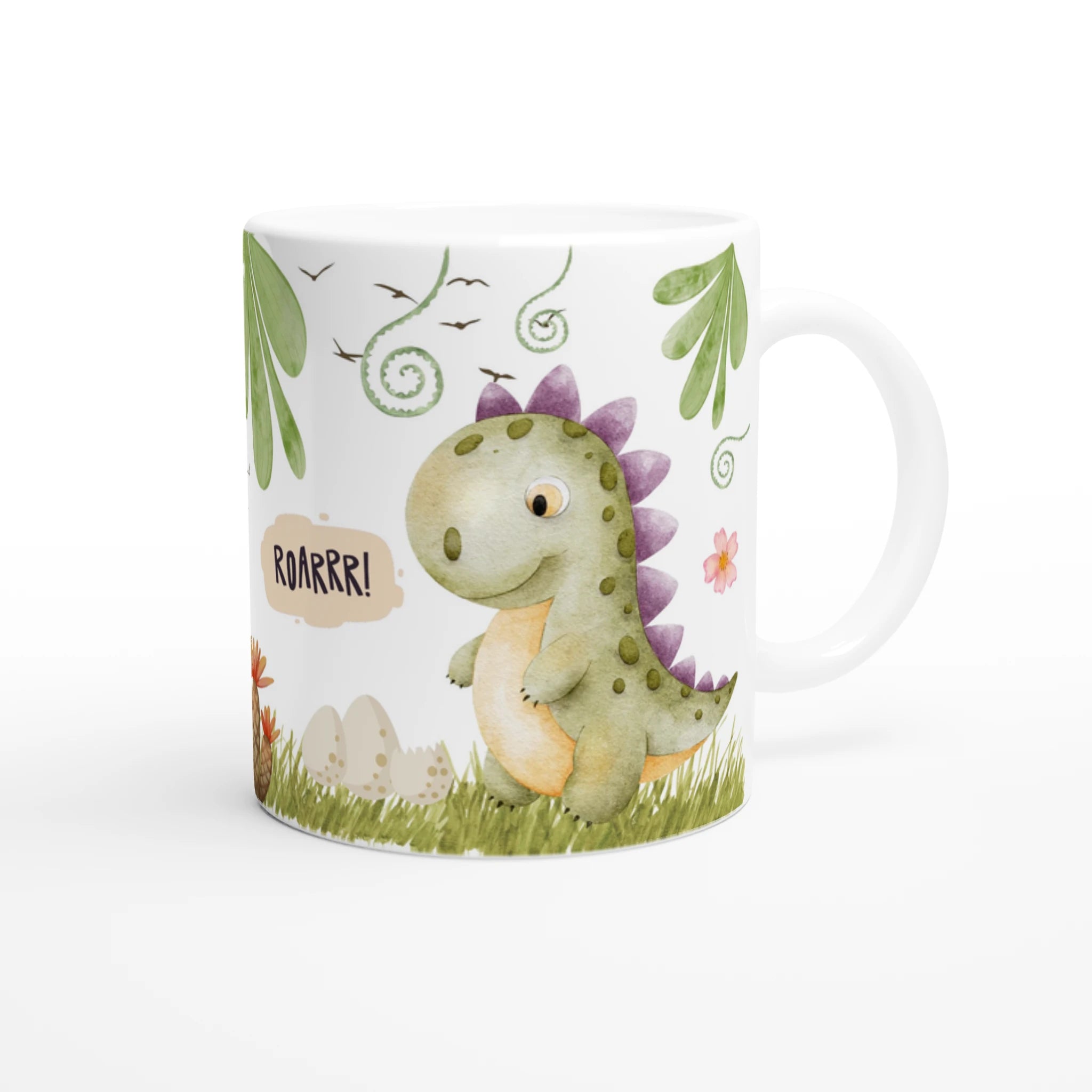 Mug prénom avec dinosaures aquarelle