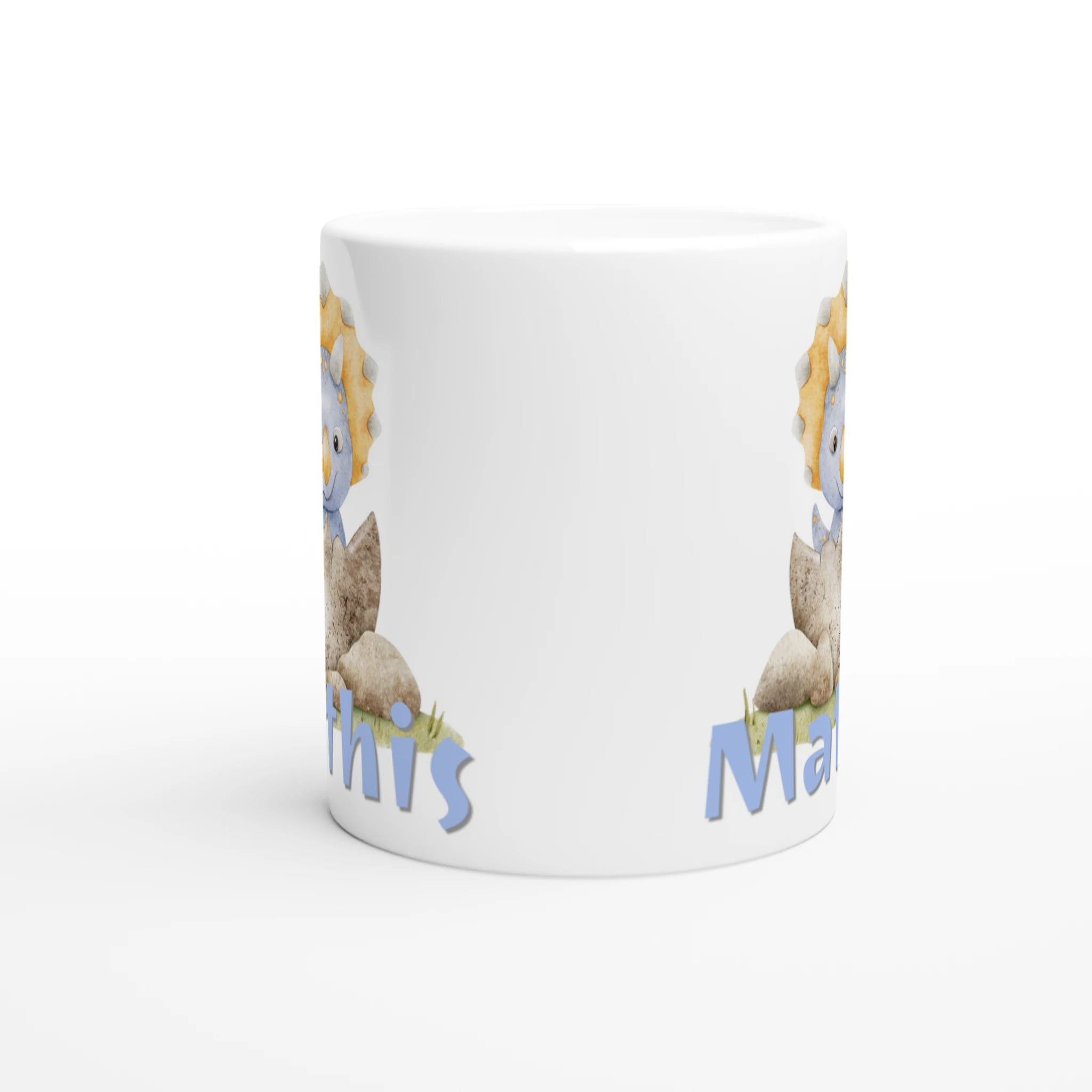 Mug personnalisable enfant avec bébé dinosaure Triceratops bleu