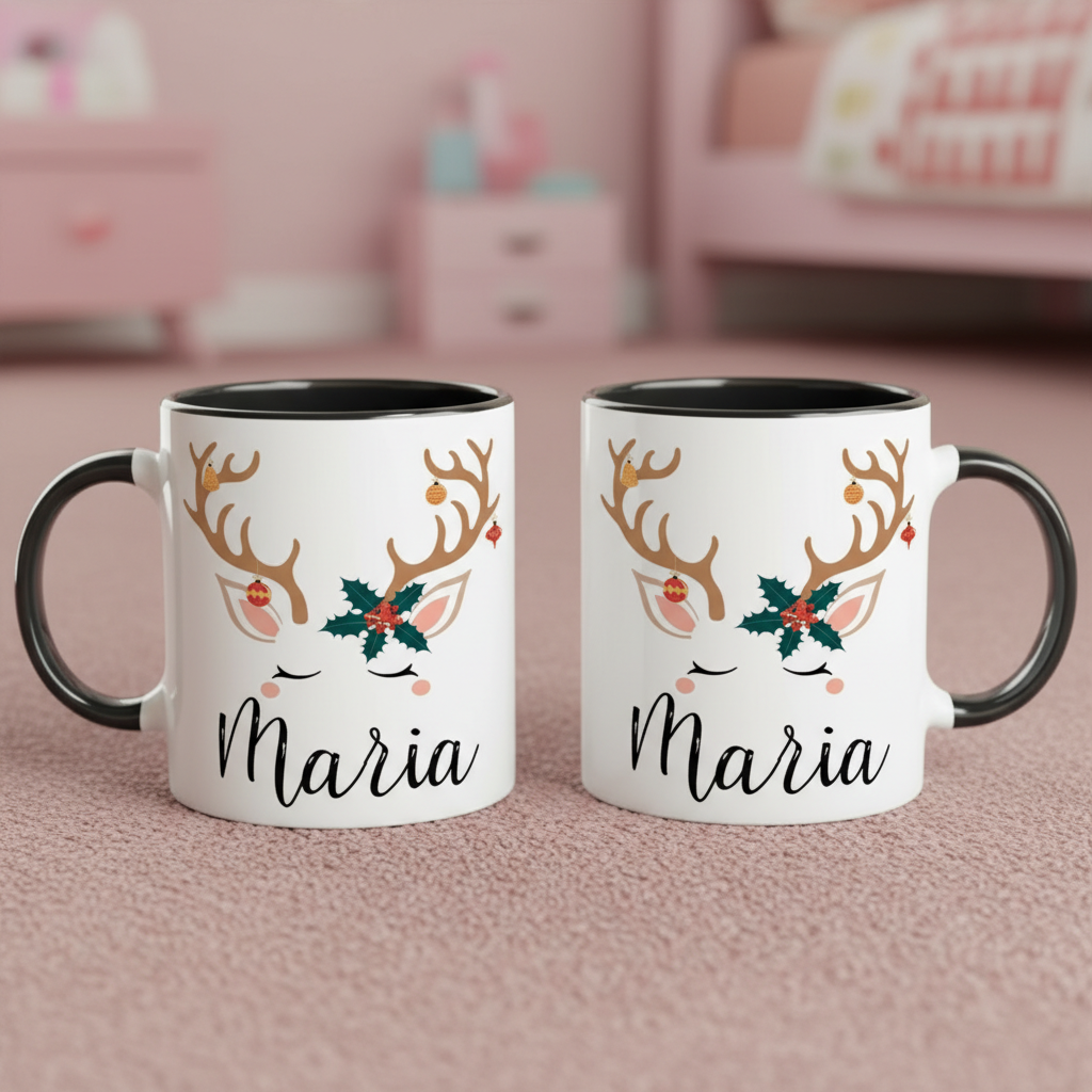 tasse personnalisée motif renne pour boisson chaude