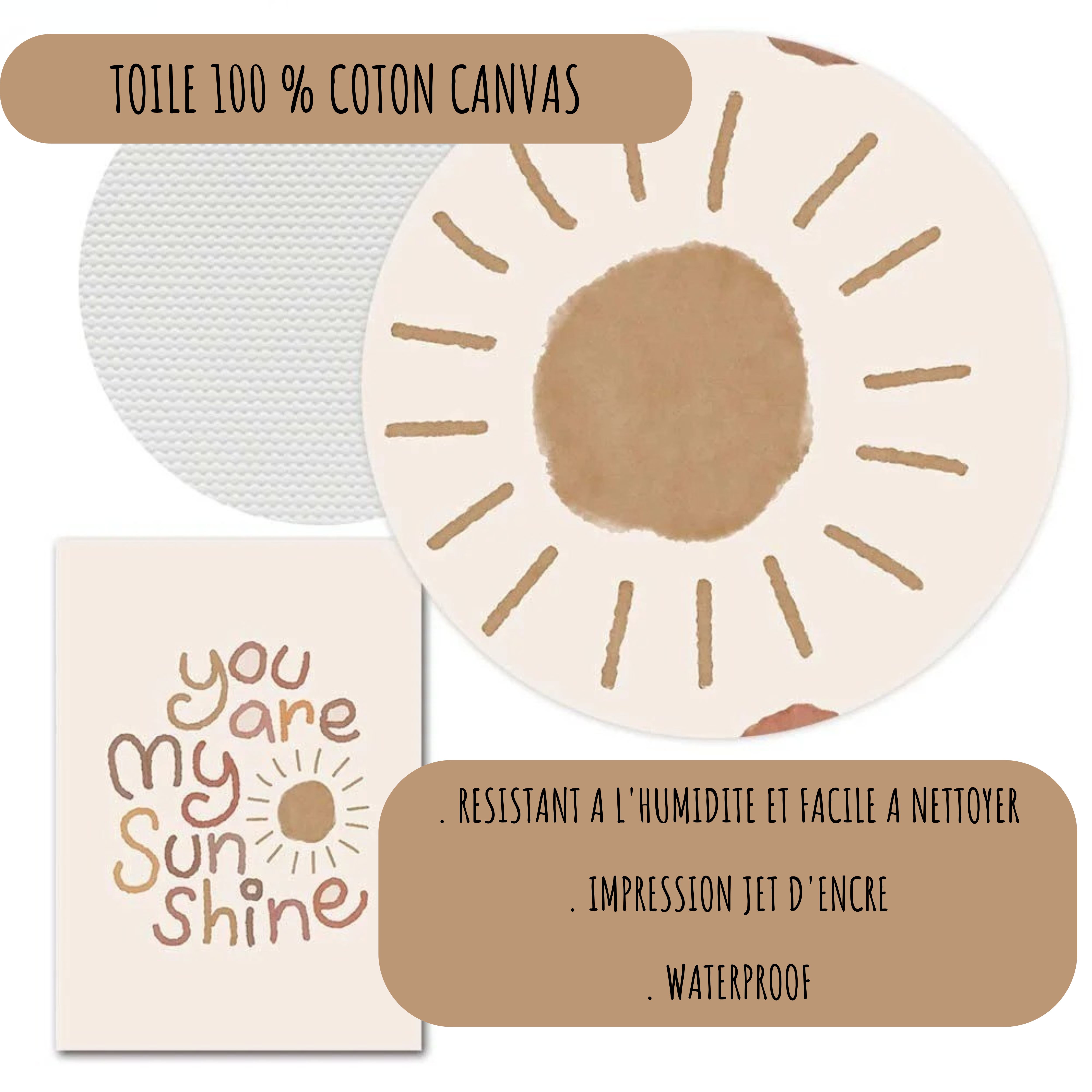 Détail toile 100 pourcent coton canvas impression haute qualité affiche enfant