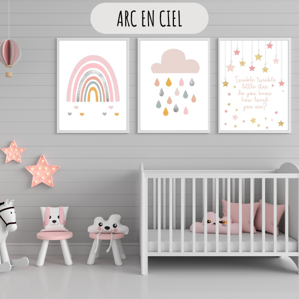 Ensemble de trois affiches murales sur le thème de la danse et des étoiles, pour une décoration élégante et personnalisée.