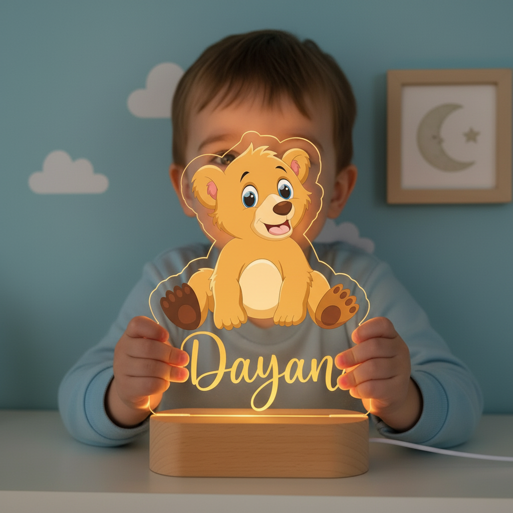 Veilleuse bébé ourson LED personnalisable avec lumière douce