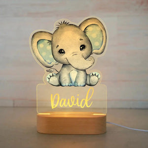 Lampe LED éléphant personnalisée bleue, parfaite pour une décoration chambre enfant.