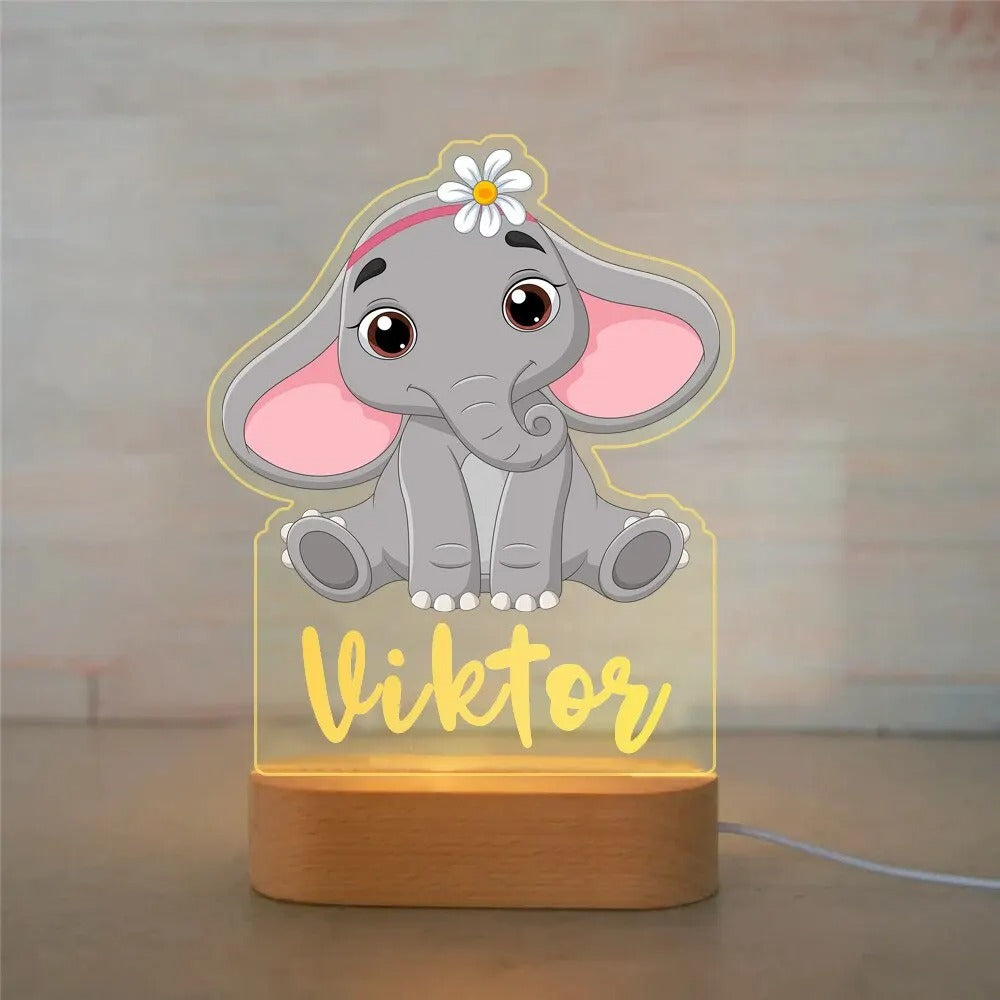 Lampe personnalisée éléphant avec lumière douce pour une ambiance apaisante.
