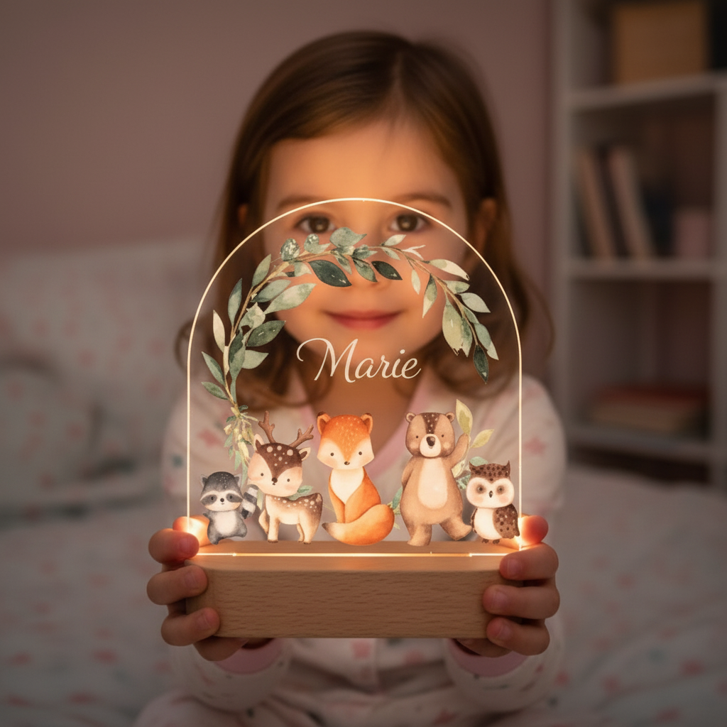 Enfant tenant une veilleuse LED animaux de la forêt avec lumière douce
Image 2