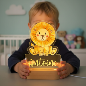 Veilleuse lion personnalisée avec lumière LED douce pour bébé
