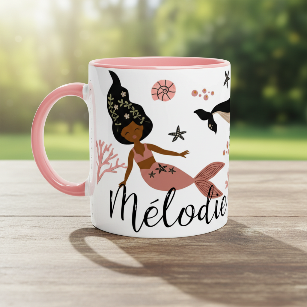 Mug sirène pour petite fille. Idée cadeau fillette.