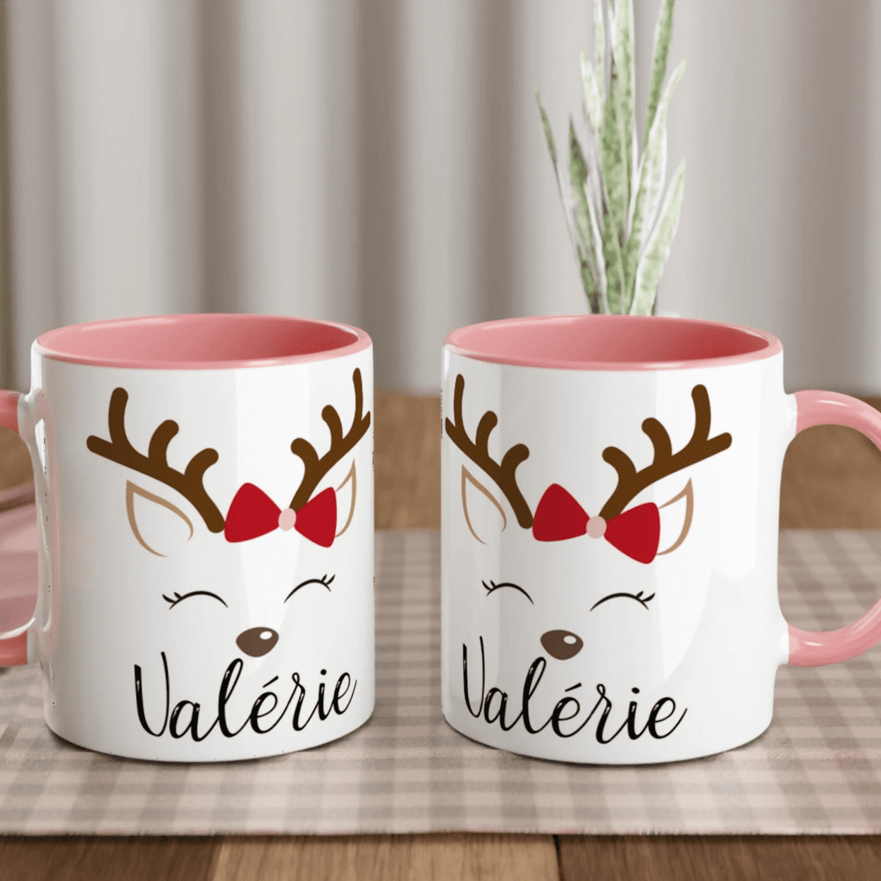 Mug Noël Renne Personnalisé avec Prénom – Idée Cadeau Originale