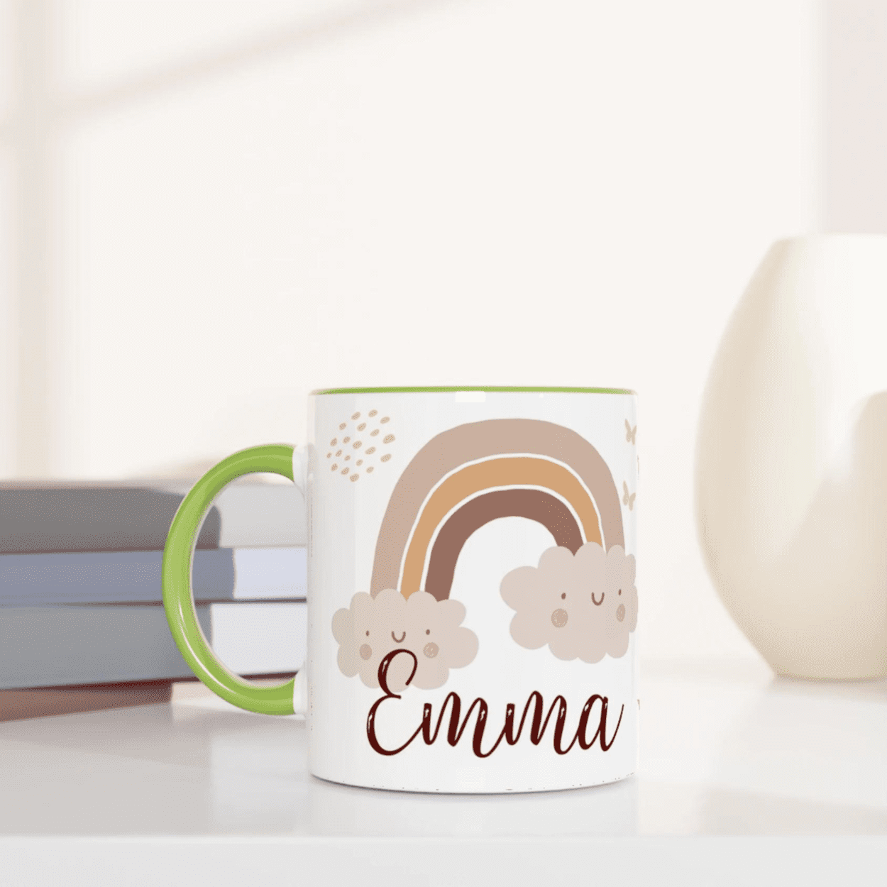 Mug Personnalisé Arc-en-Ciel Bohème - Cadeau Poétique pour Enfants