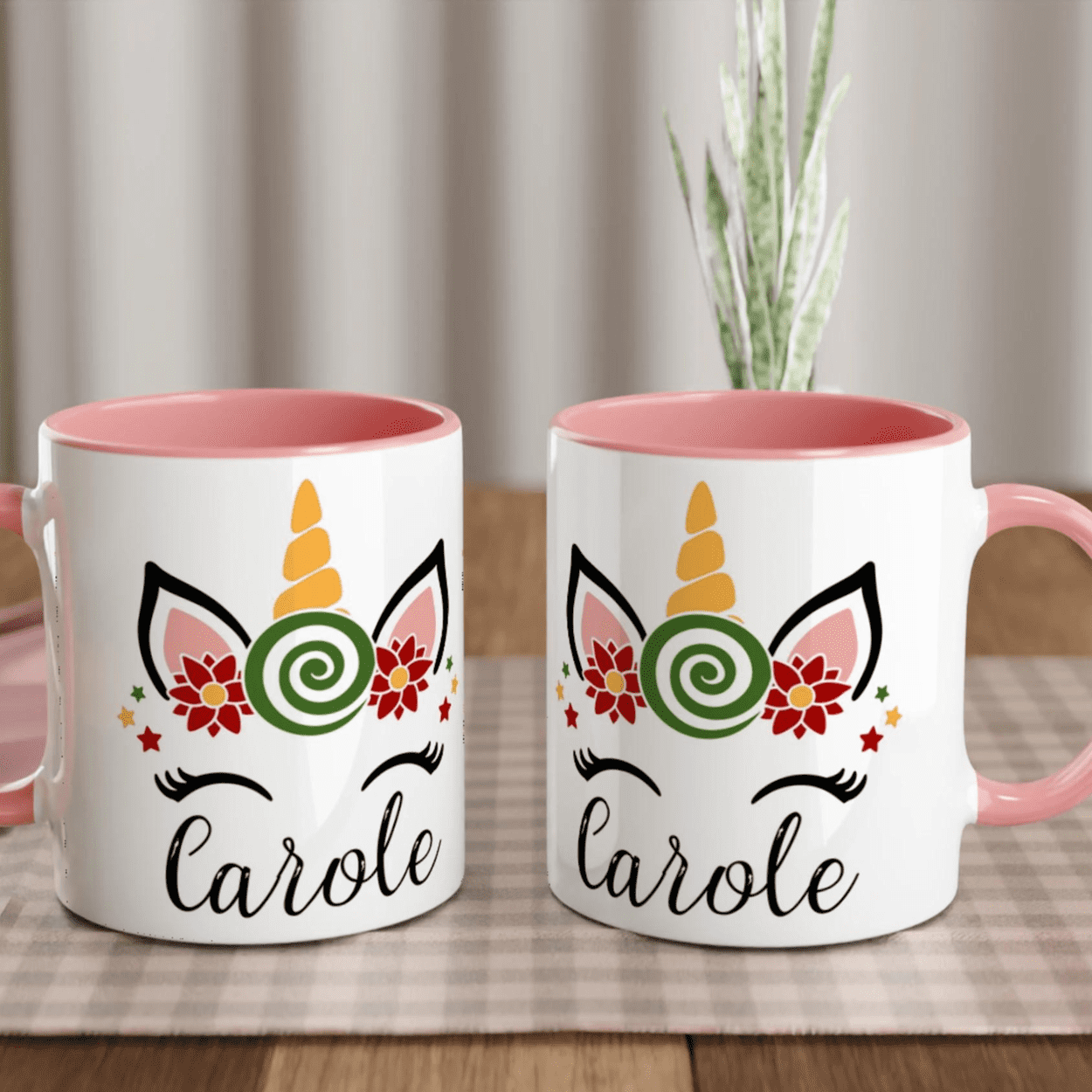 Tasse personnalisée Licorne Noël - Parfaite pour des fêtes magiques