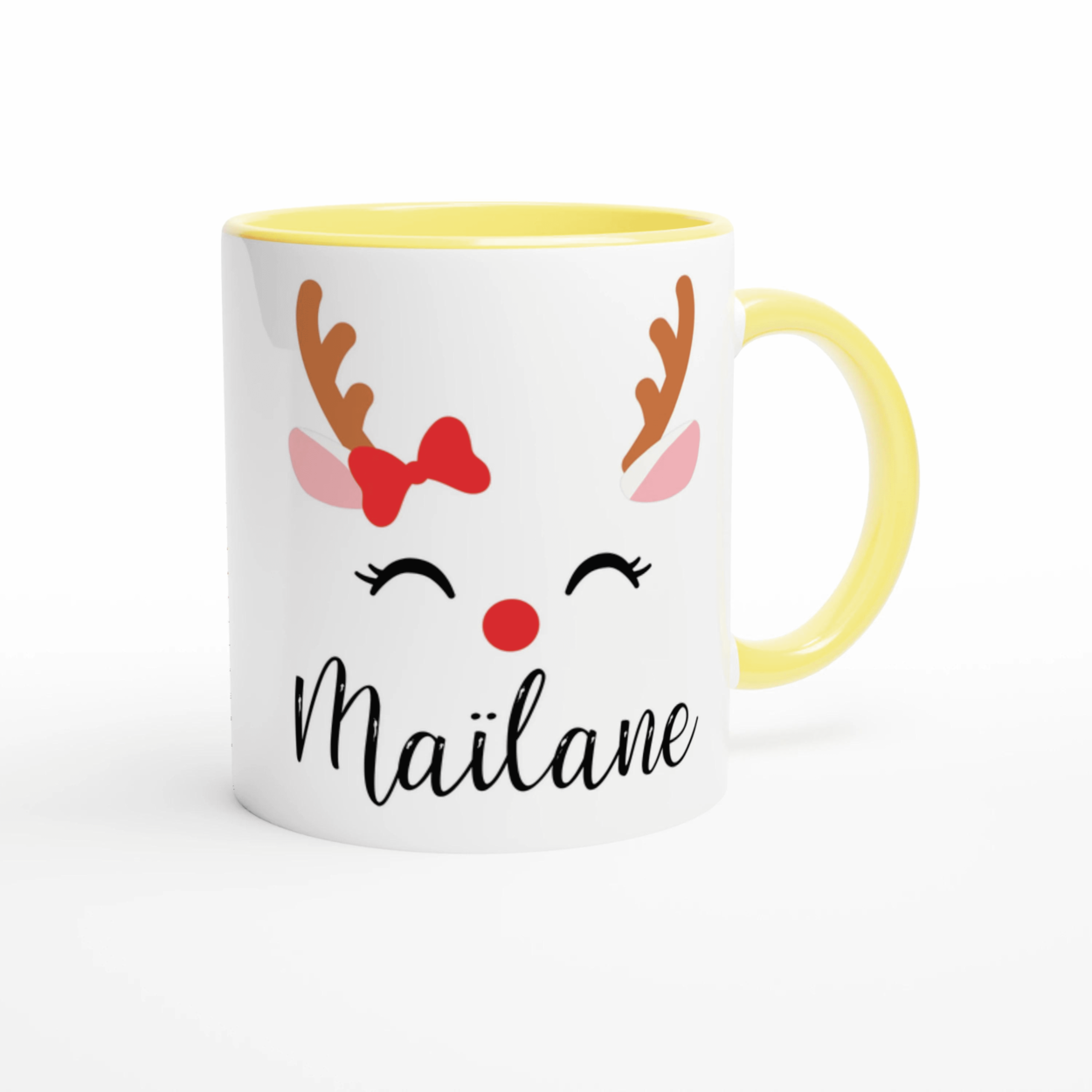 Mug de Noël Personnalisé Renne avec Prénom – Cadeau Festif Unique