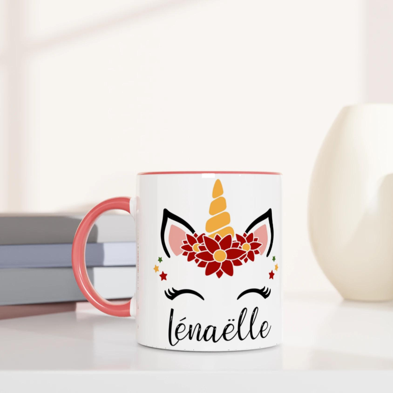 Mug Licorne de Noël Personnalisé avec Prénom – Cadeau Magique et Festif