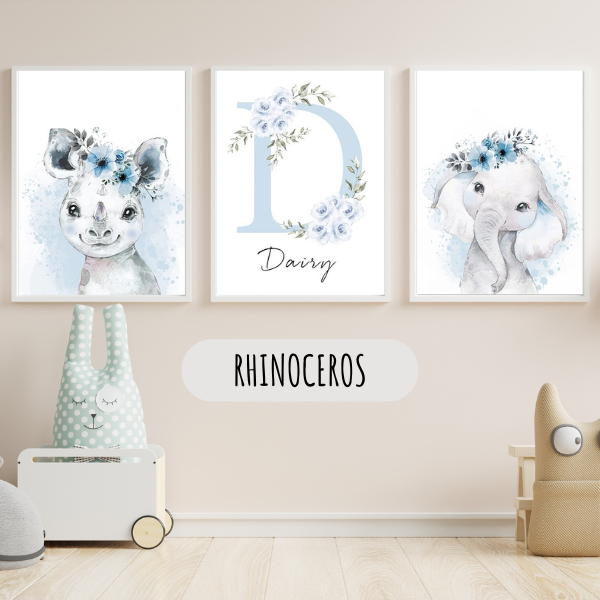 Affiche personnalisée animal savane – Déco chambre bébé