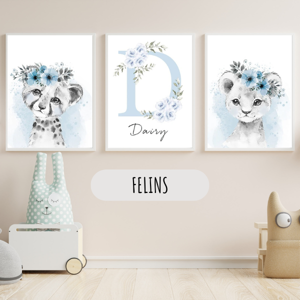 Affiche personnalisée animal savane – Déco chambre bébé