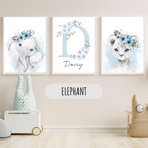 Affiche personnalisée animal savane – Déco chambre bébé