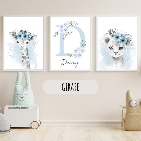 Affiche personnalisée animal savane – Déco chambre bébé