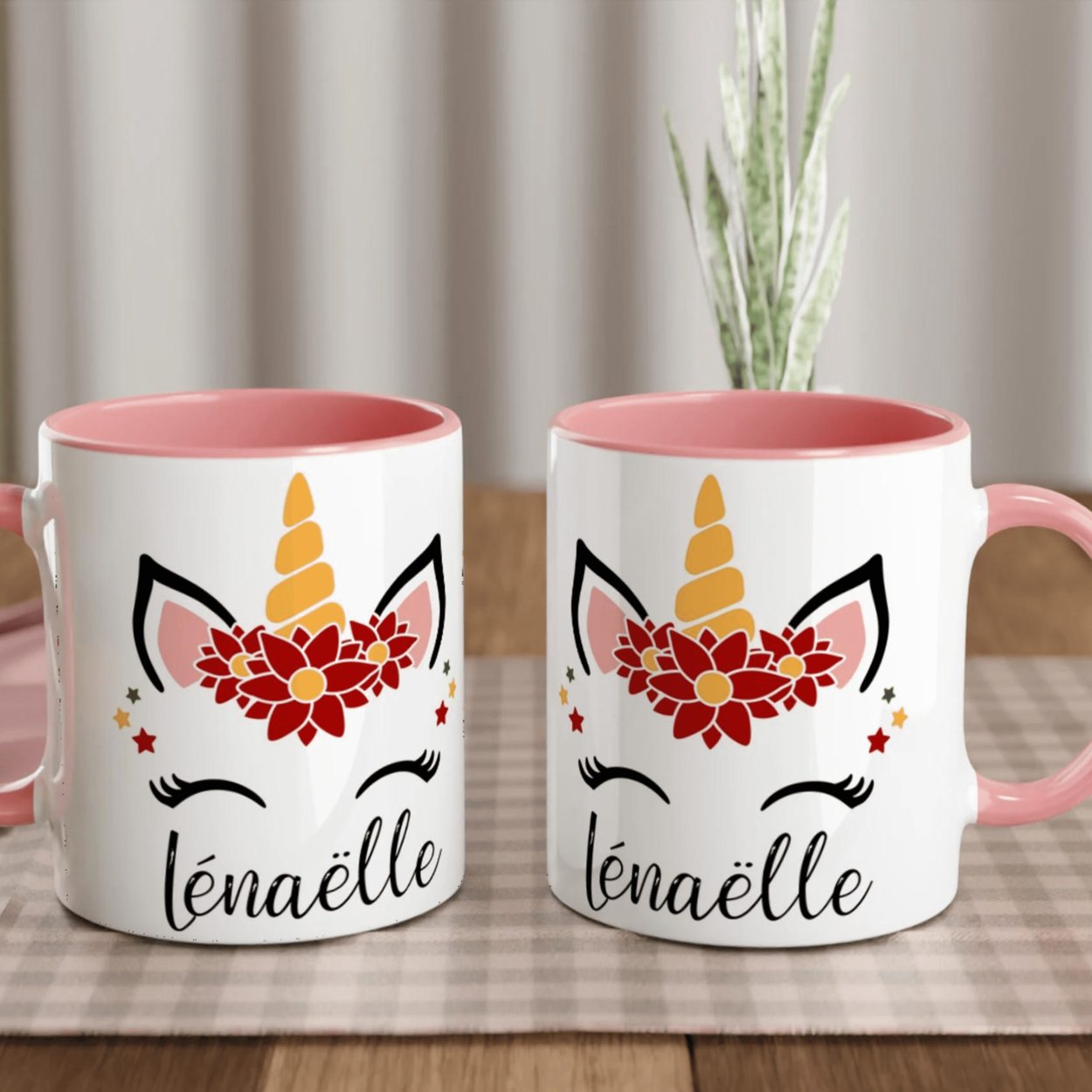 Mug Licorne de Noël Personnalisé avec Prénom – Cadeau Magique et Festif