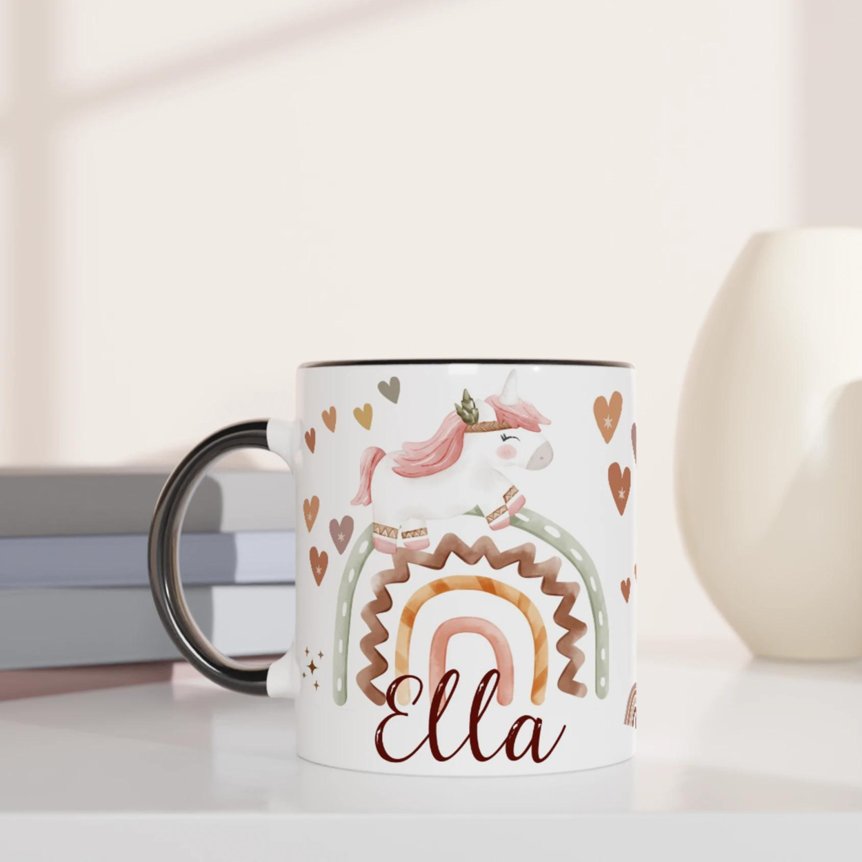 Mug licorne boho chic personnalisé pour enfants