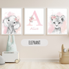 Affiche Animaux Roses Personnalisée - Déco Chambre Bébé Fille