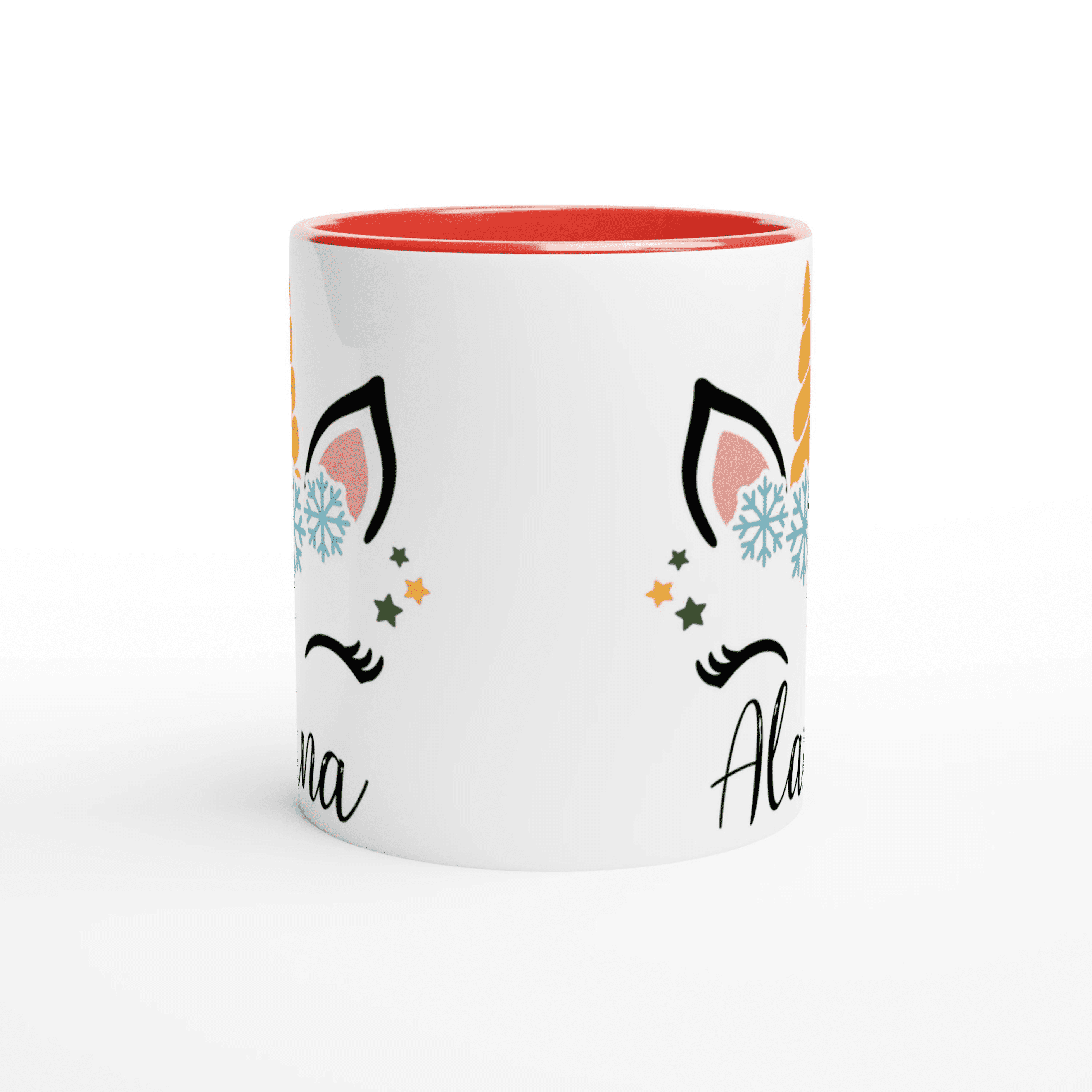 Mug Licorne de Noël Personnalisé avec Prénom – Flocons Magiques