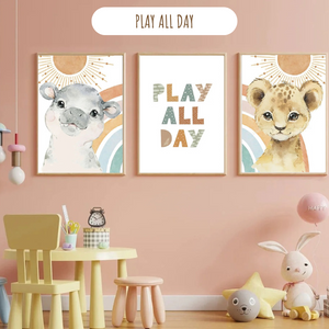 Affiches décoratives Thème Safari Arc-en-Ciel pour chambre enfant 🌈🦒