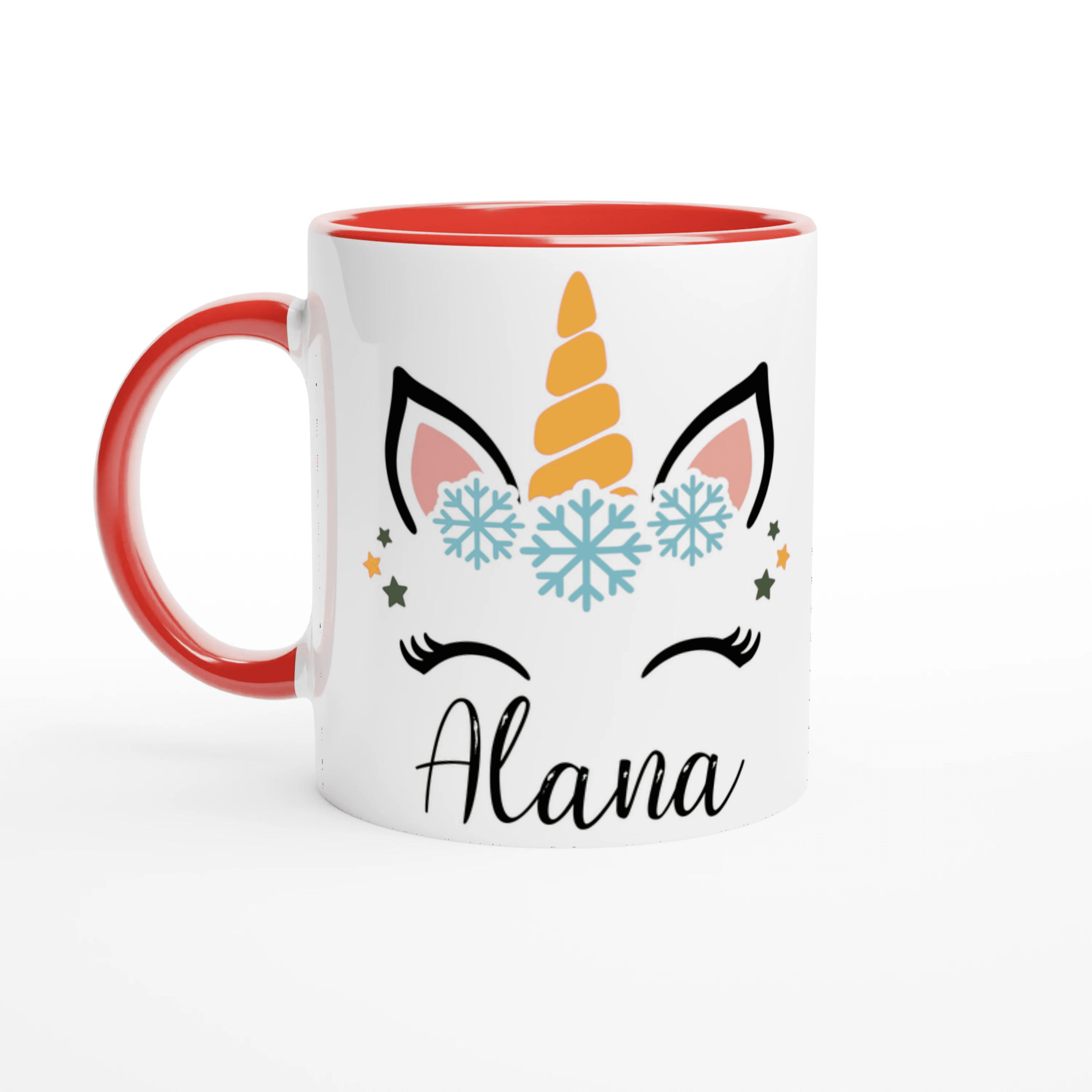 Mug Licorne de Noël Personnalisé avec Prénom – Flocons Magiques