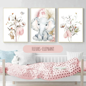 Affiches personnalisées – Thème Safari et Floral pour chambre fille