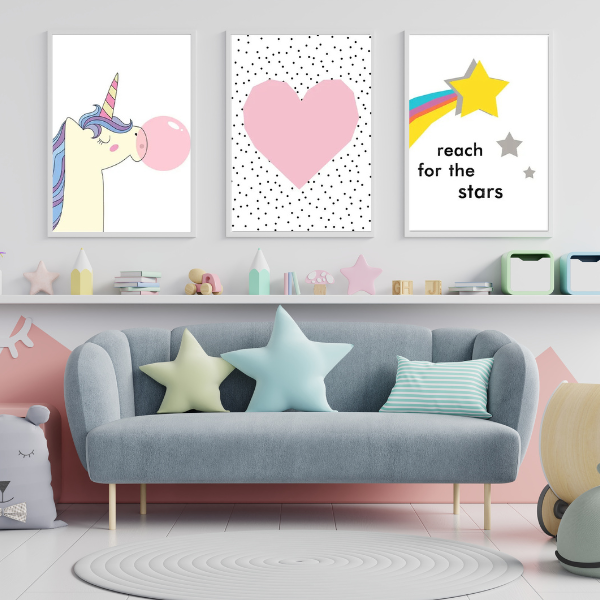 Affiches licorne et arc-en-ciel pour décoration chambre enfant