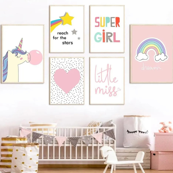 Affiches licorne et arc-en-ciel pour décoration chambre enfant