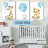 Affiches personnalisées avec animaux et ballons pour chambre bébé