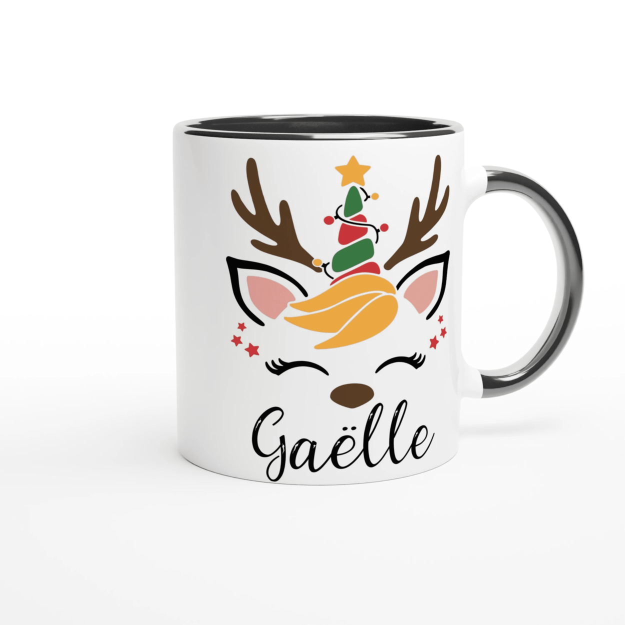 Mug Personnalisé Rennes de Noël avec Prénom – Cadeau Festif Unique