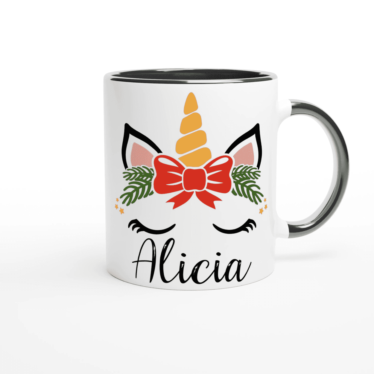 Mug Licorne de Noël personnalisé - Cadeau féerique pour les fêtes