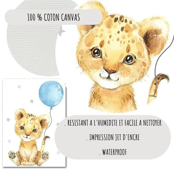 Affiches personnalisées avec animaux et ballons pour chambre bébé