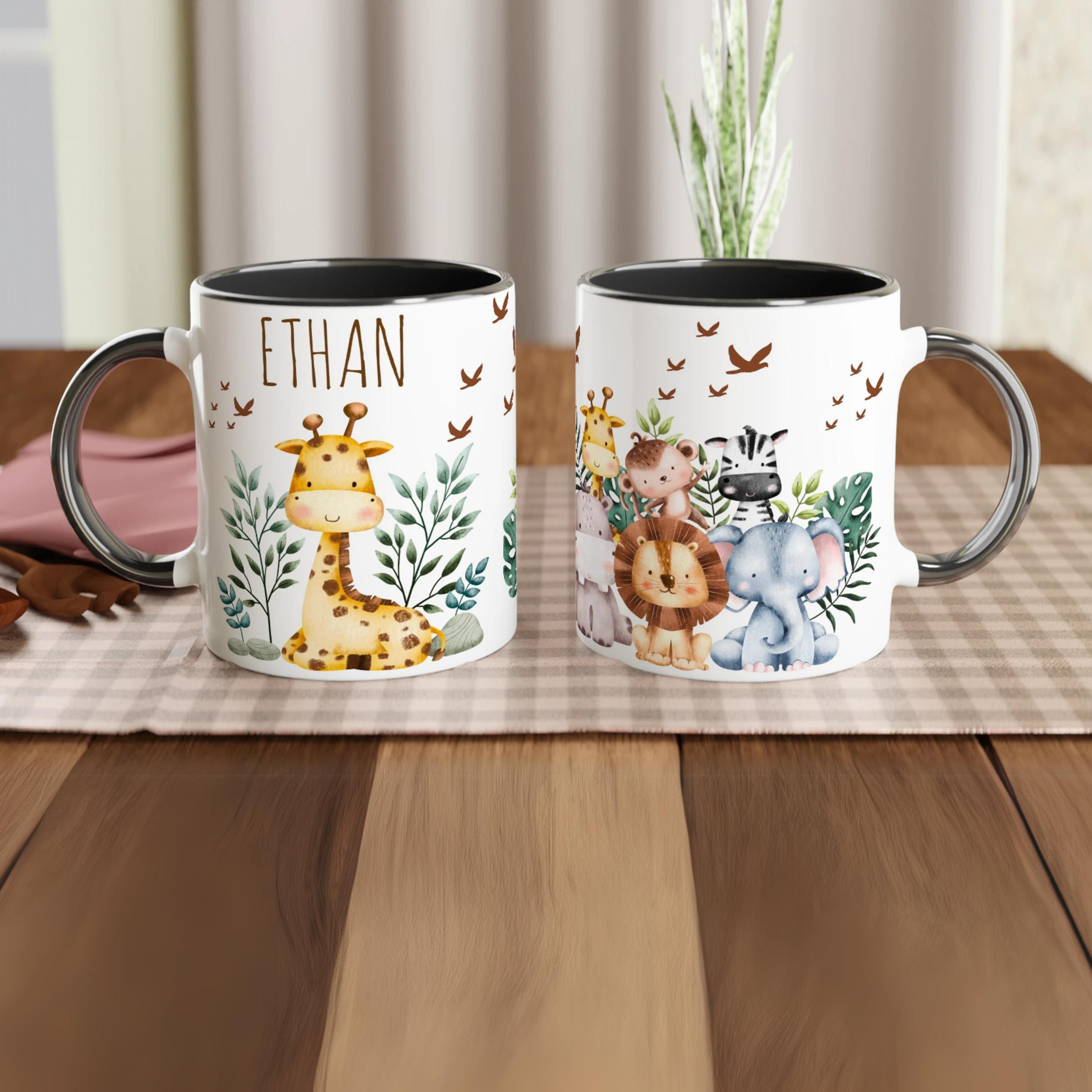 Mugs personnalisés girafe animaux de la savane pour enfants