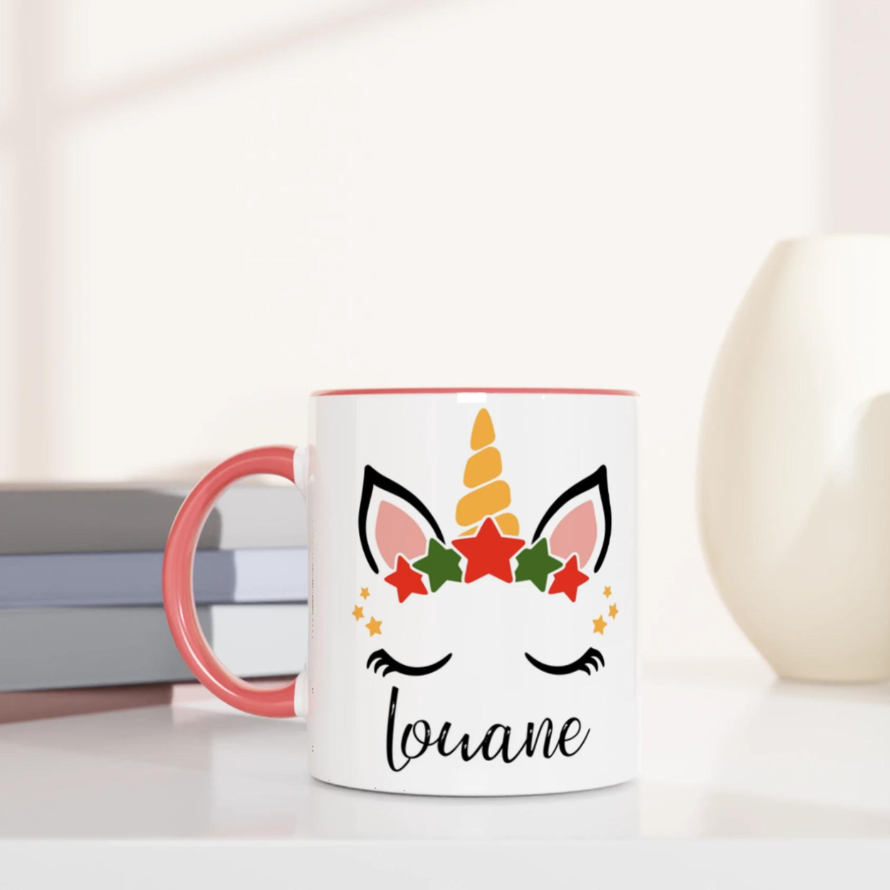 Mug licorne de Noël personnalisé - Cadeau magique avec prénom