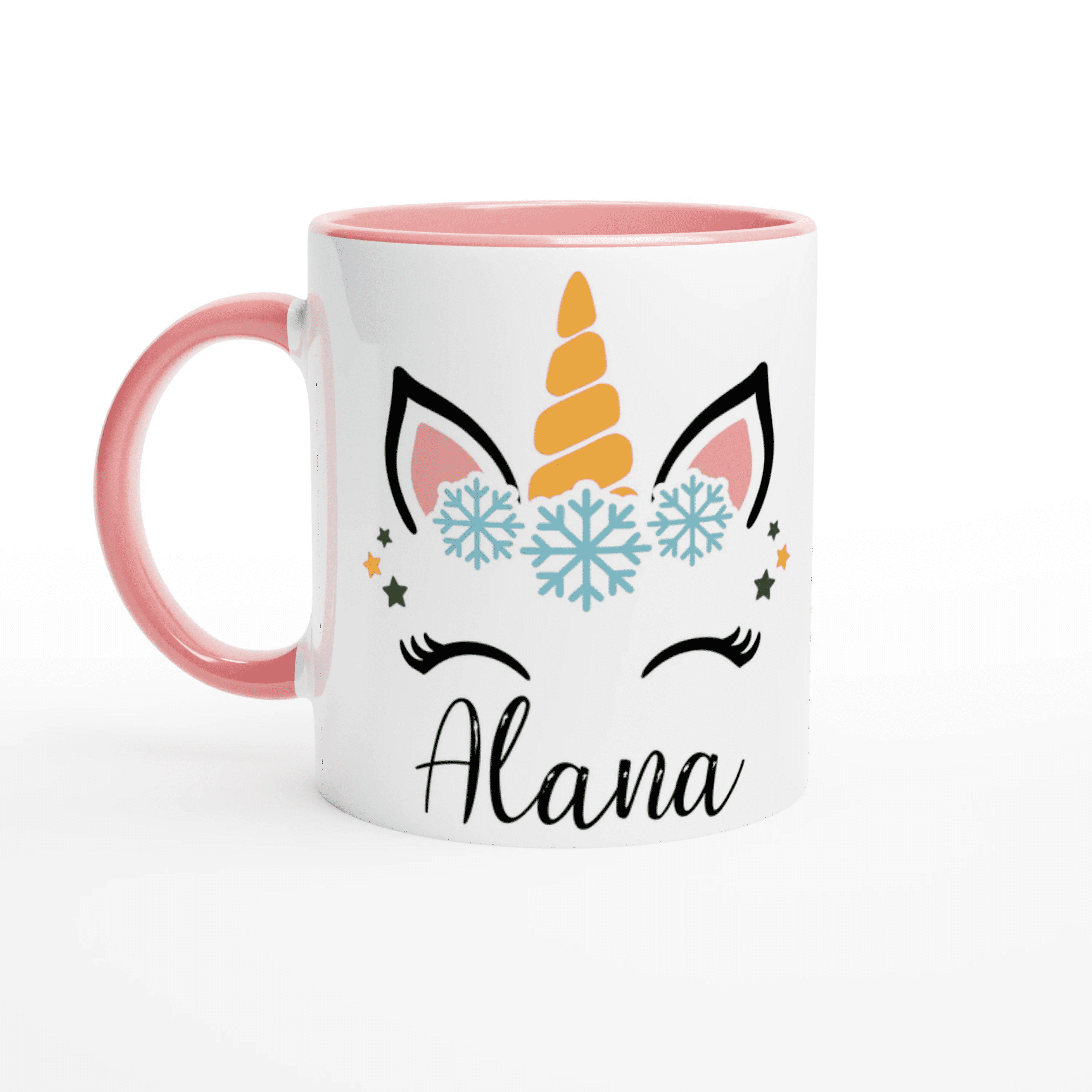 Mug Licorne de Noël Personnalisé avec Prénom – Flocons Magiques