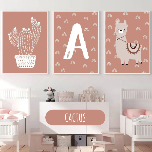 Affiches personnalisées pour chambre bébé thème bohème terracotta