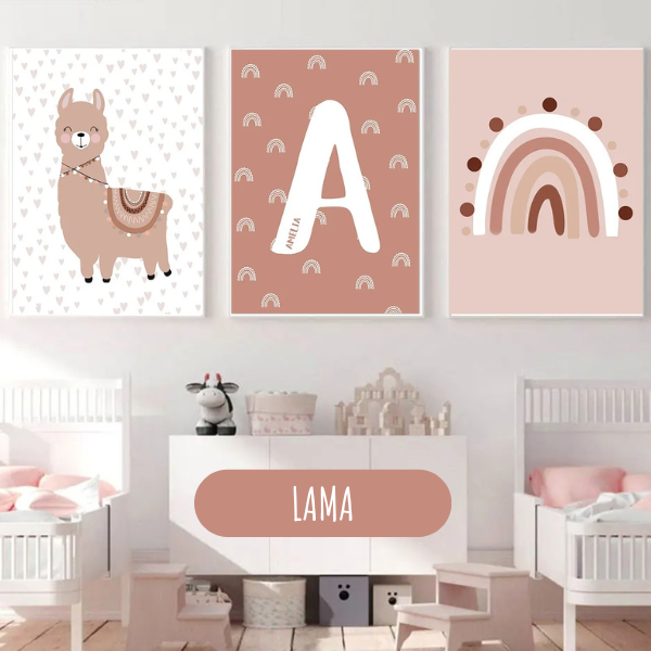 Affiches personnalisées pour chambre bébé thème bohème terracotta