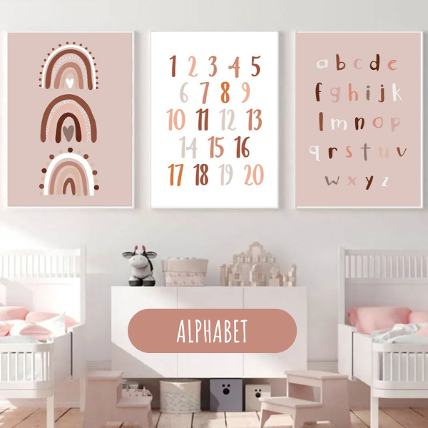 Affiches personnalisées pour chambre bébé thème bohème terracotta