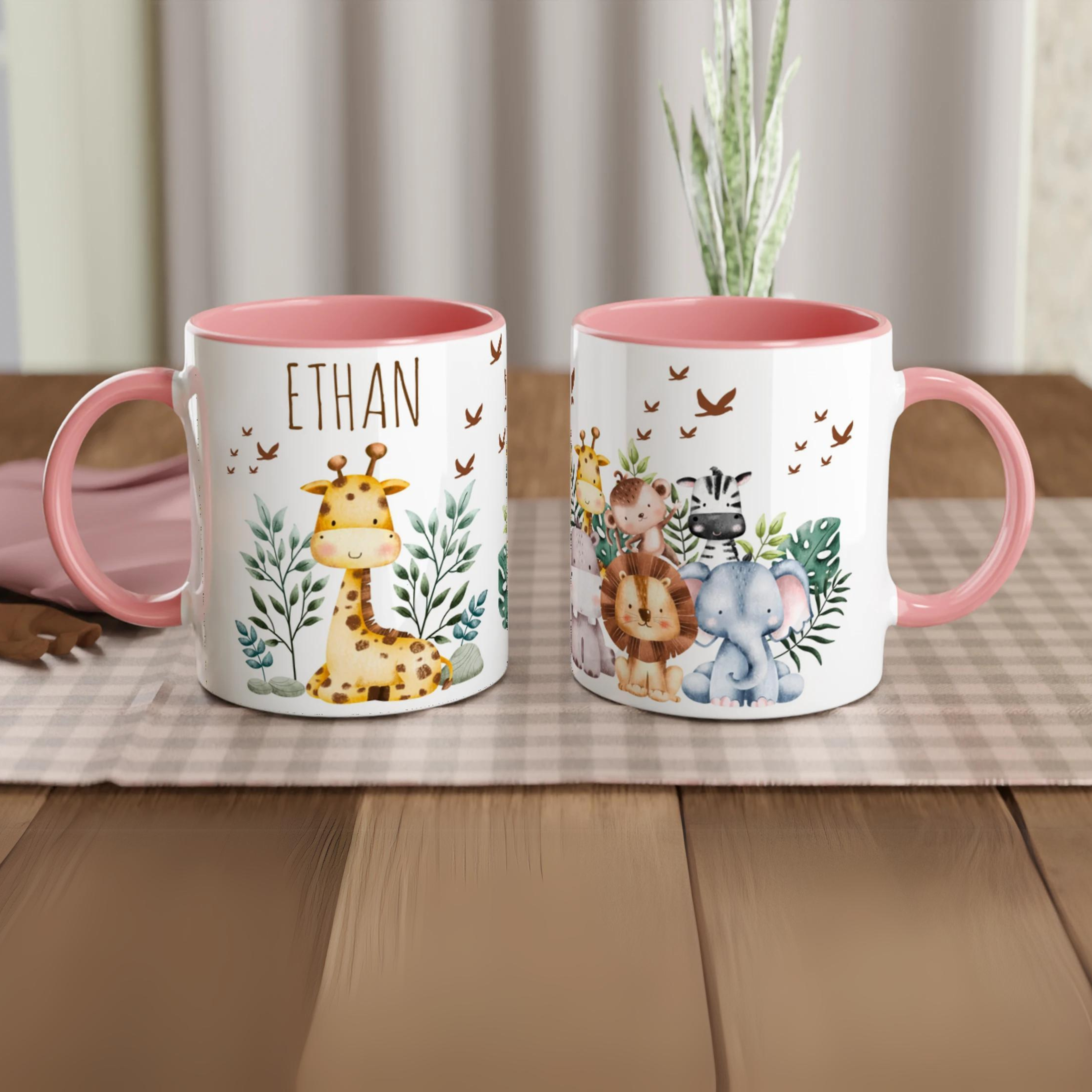 Mugs personnalisés girafe animaux de la savane pour enfants