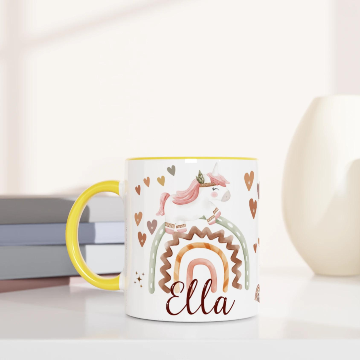 Mug licorne boho chic personnalisé pour enfants